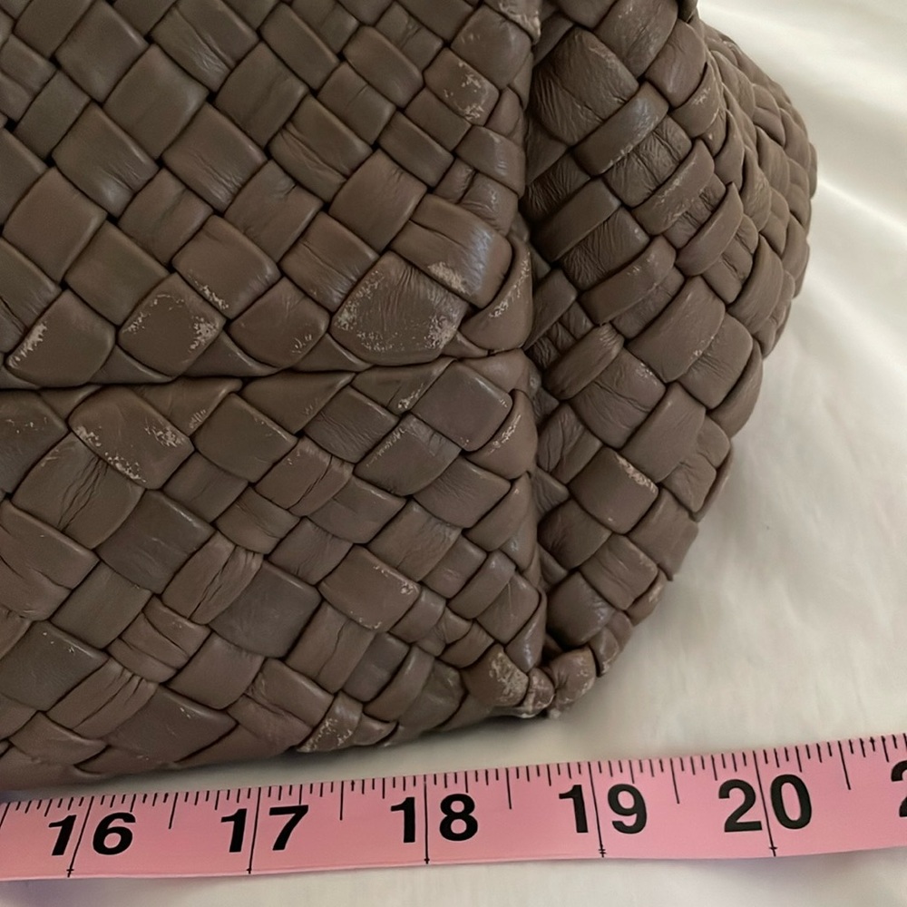 FALOR Italy Genuine Handmade Leather Woven Large Tote Hand Bag Mocha Brown nwot - Picture 8 of 11
